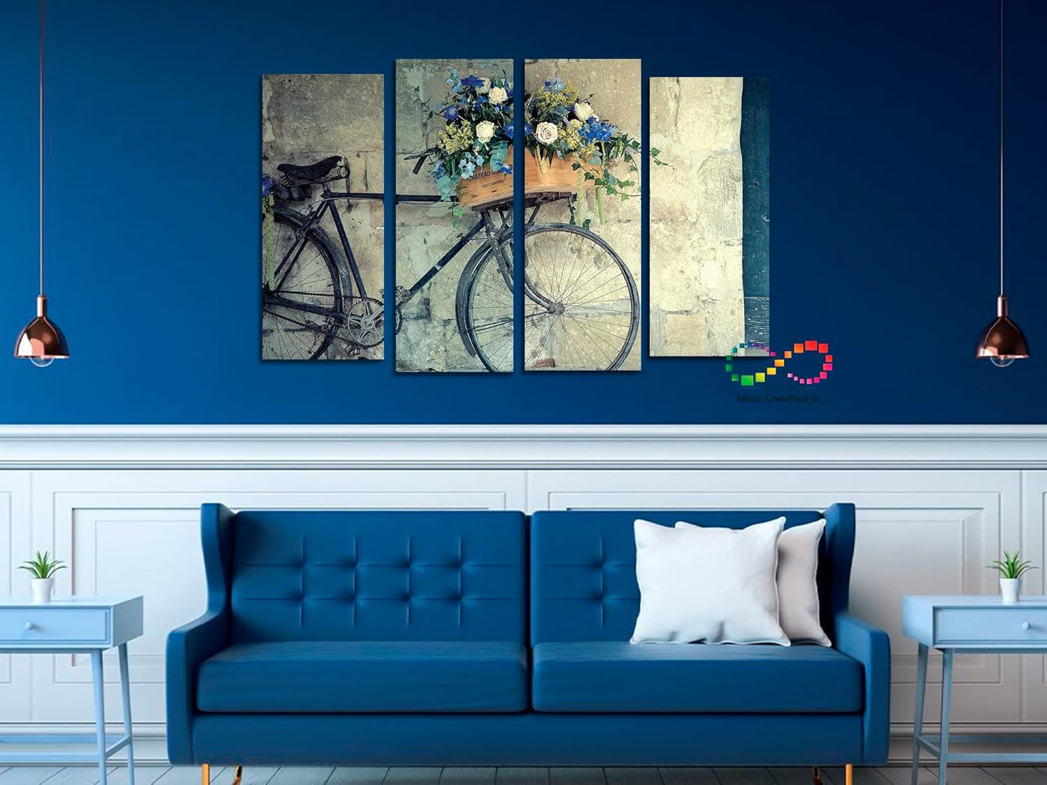 Set de 4 cuadros decorativos modernos para recamara Bicicleta Vintage - Imagen 7