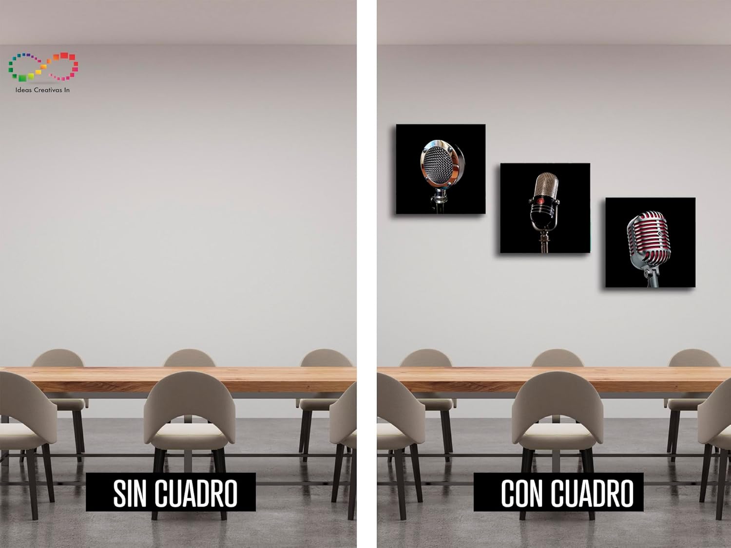 Set de 3 Cuadros Decorativos para Sala o recamara, micrófonos - Imagen 6