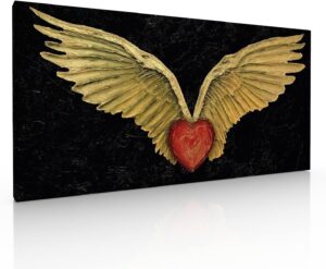 Cuadro Decorativo Figurativo Canvas Alas doradas Con Corazon