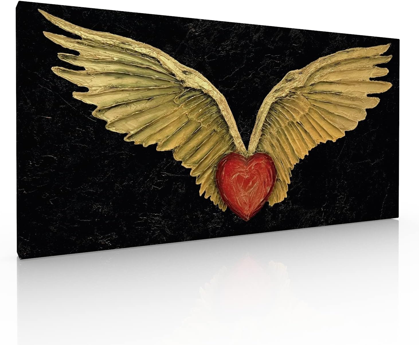 Cuadro Decorativo Figurativo Canvas Alas doradas Con Corazon