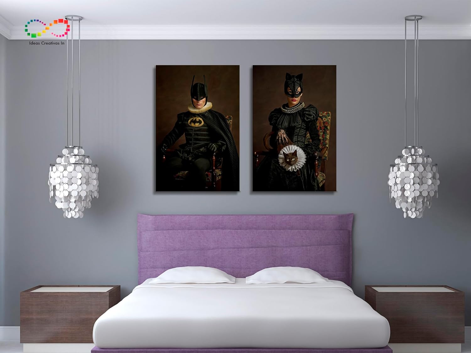 Ideas creativas In-Set de 2 Cuadros Decorativos Recamara Pareja Batman-Batichica-Virreinal- 2pz 60 x 90 cm - Imagen 5