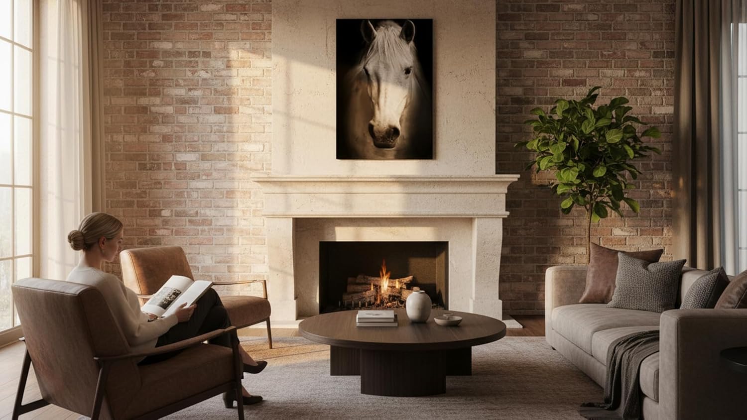 Cuadro Decorativo Moderno Para Sala Recamara o Comedor Caballo Blanco-Decoracion Sala-Canvas- Blanco y Negro Ideas Creativas In- 120 x 80 cm - Imagen 2