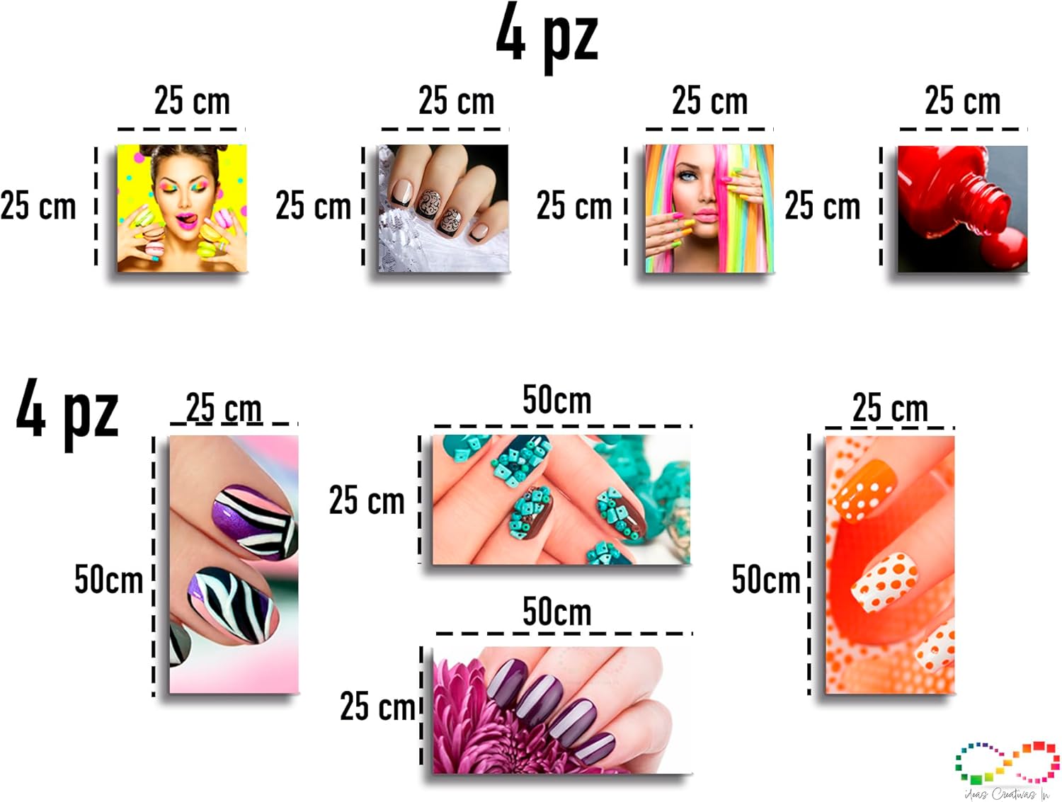 Ideas creativas In Set de 8 Cuadro Decorativos Para Estetica o Spa Uñas Mix-Canvas Modernos - Imagen 6