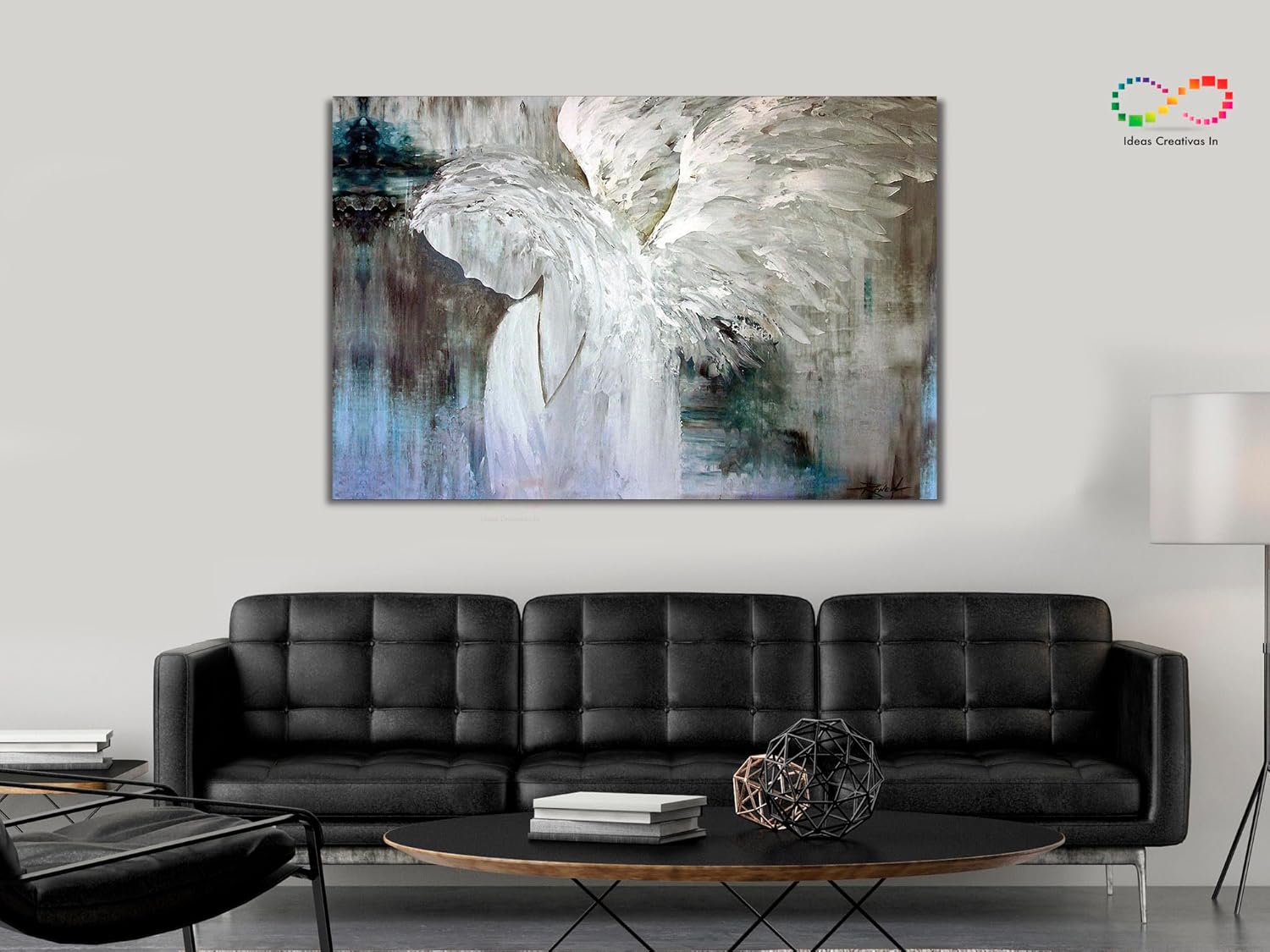 Ideas Creativas In - Cuadro Decorativo Moderno Para Salas- Recamara- Oficina-Comedor -Angel De la Guarda Protector-Abstracto- Tela Canvas - Imagen 2