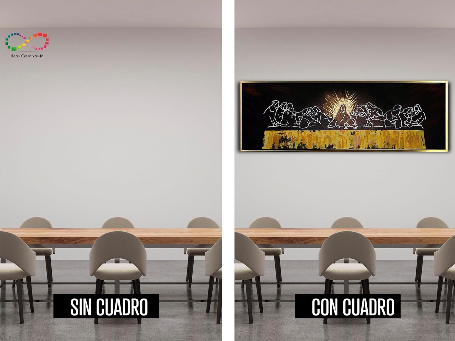 Ideas creativas In- Cuadro Decorativo Moderno Sublimado Para Comedor Cocina Ultima Cena Sagrada Con Marco Flotante Calidad Premium Panoramico -150 x 50 cm - Imagen 8