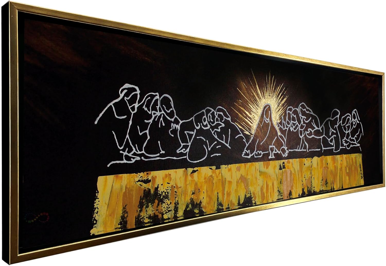 Ideas creativas In- Cuadro Decorativo Moderno Sublimado Para Comedor Cocina Ultima Cena Sagrada Con Marco Flotante Calidad Premium Panoramico -150 x 50 cm