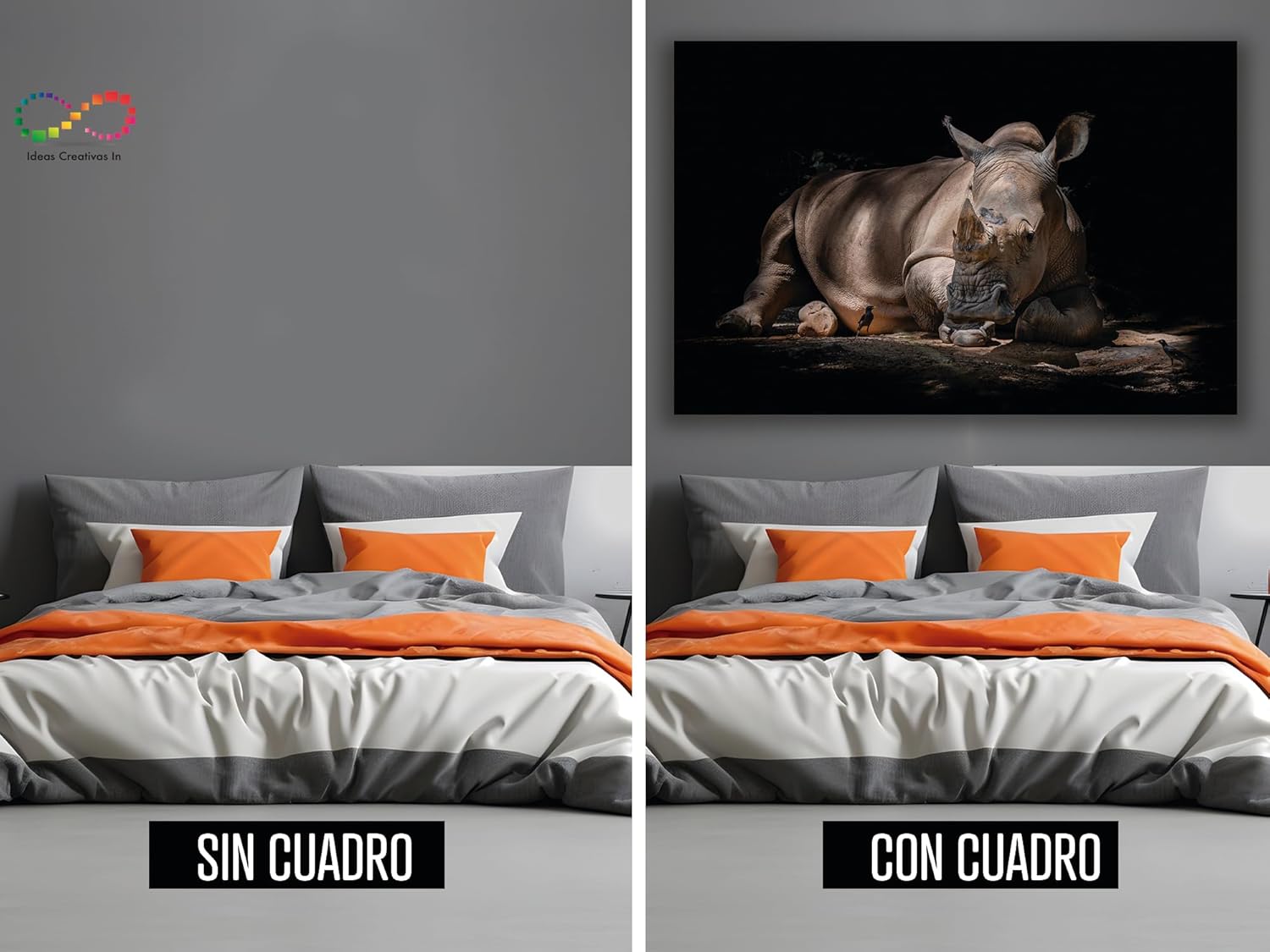 Cuadro Decorativo Moderno Para Sala o Recamara, Rinoceronte Fuerza Poder- Decoracion Sala- Ideas Creativas In - Imagen 8
