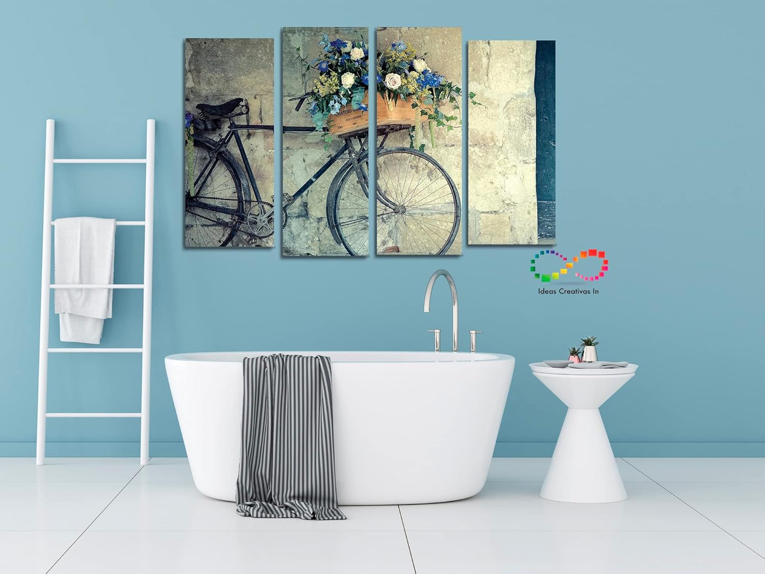 Set de 4 cuadros decorativos modernos para recamara Bicicleta Vintage - Imagen 6