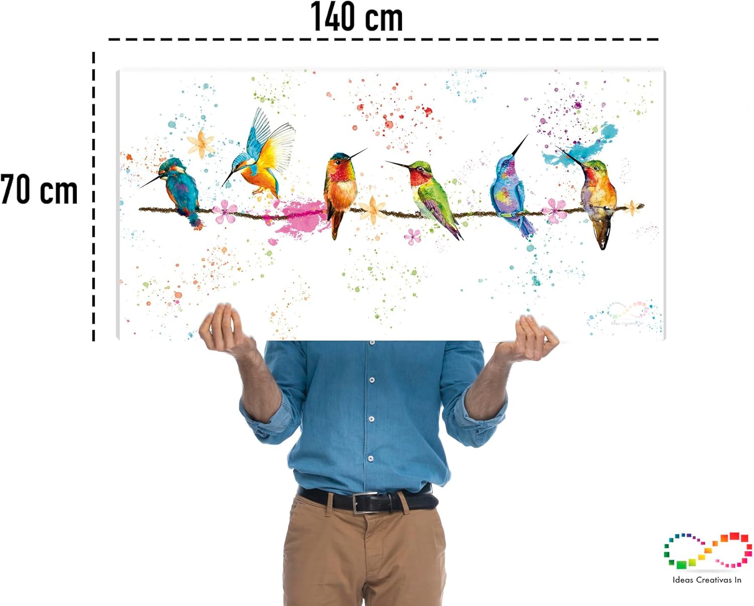 Ideas creativas In-Cuadro Decorativo Moderno Para Comedor, Sala o Recamara Colibris Acuarela-Lienzo Canvas-Moderno-Tipo Galeria 140 cm x 70 cm - Imagen 6