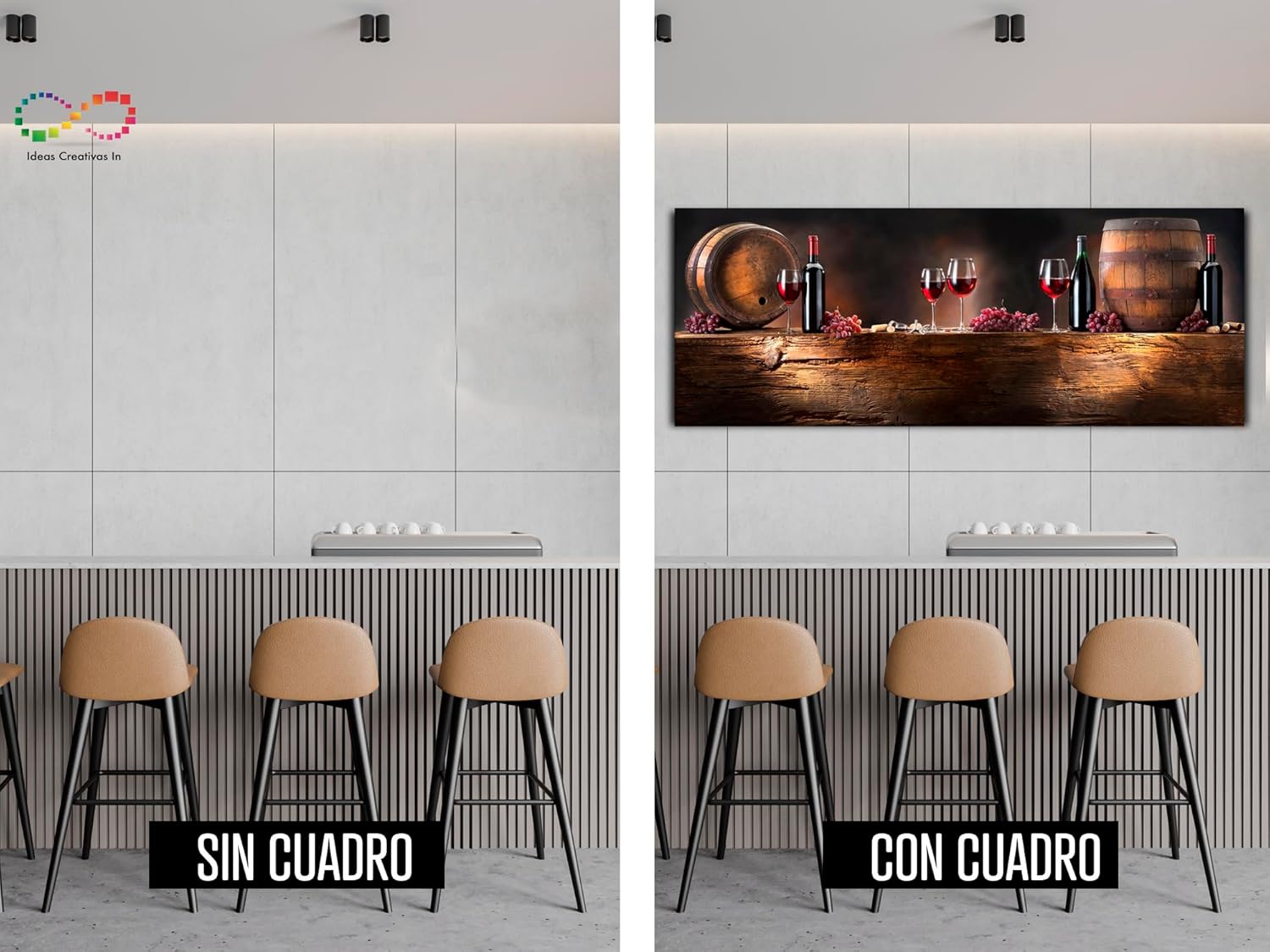 Cuadro Decorativo Moderno Para Comedor Cocina Vino y Uvas - Imagen 6