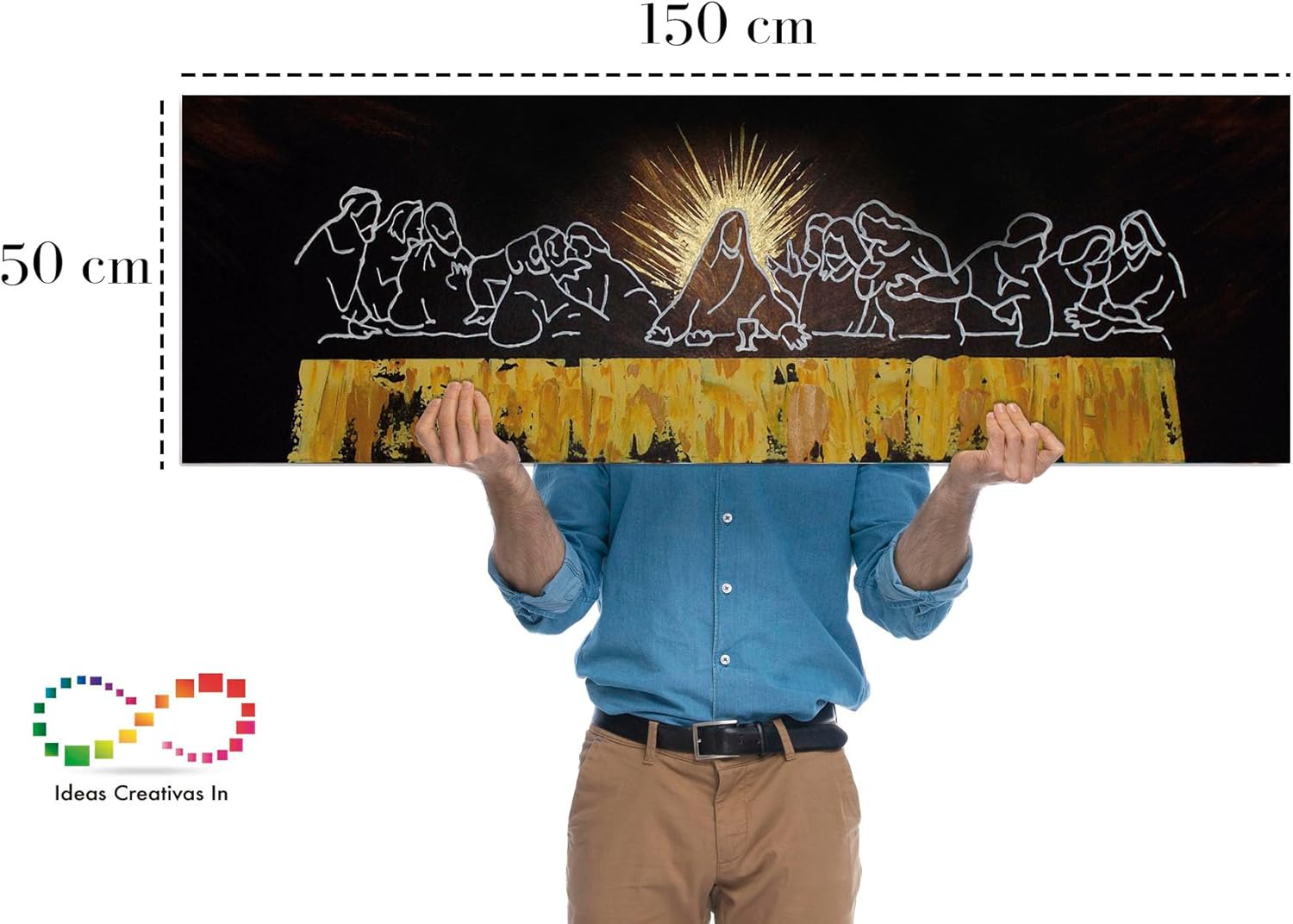 Ideas Creativas in- Cuadro Decorativo Moderno para Comedor Ultima Cena Sagrada Cafe-Panoramico- Sublimacion Sarga- detalles en Polioleo oro-150x50 cm - Imagen 6