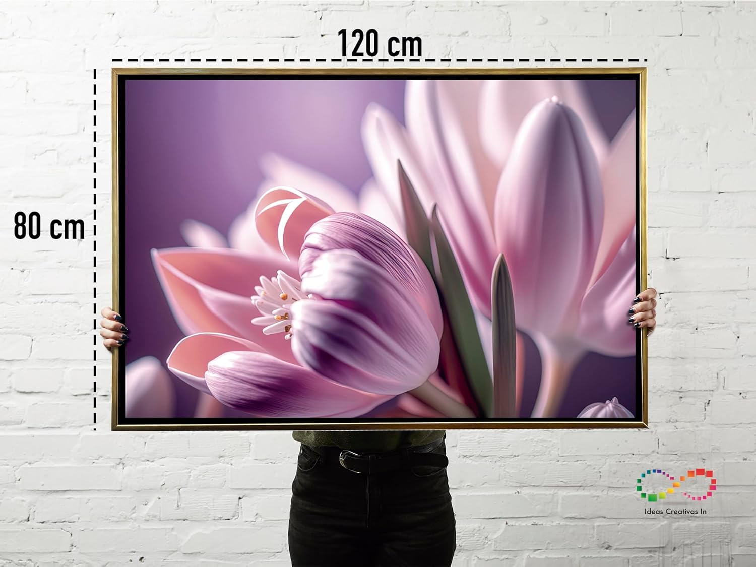 Ideas Creativas In- Cuadro Decorativo Moderno Con Marco Flotante Para Sala Recamara Oficina Flor Tulipan !20 cm x 80 cm Fores- Canvas (oro) - Imagen 7