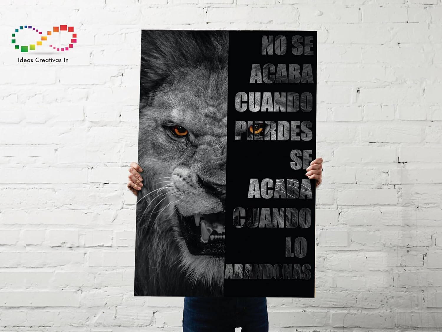 Cuadro Decorativo Moderno Para Sala Recamara o Comedor Leon Con Frase Motivadora - Imagen 5