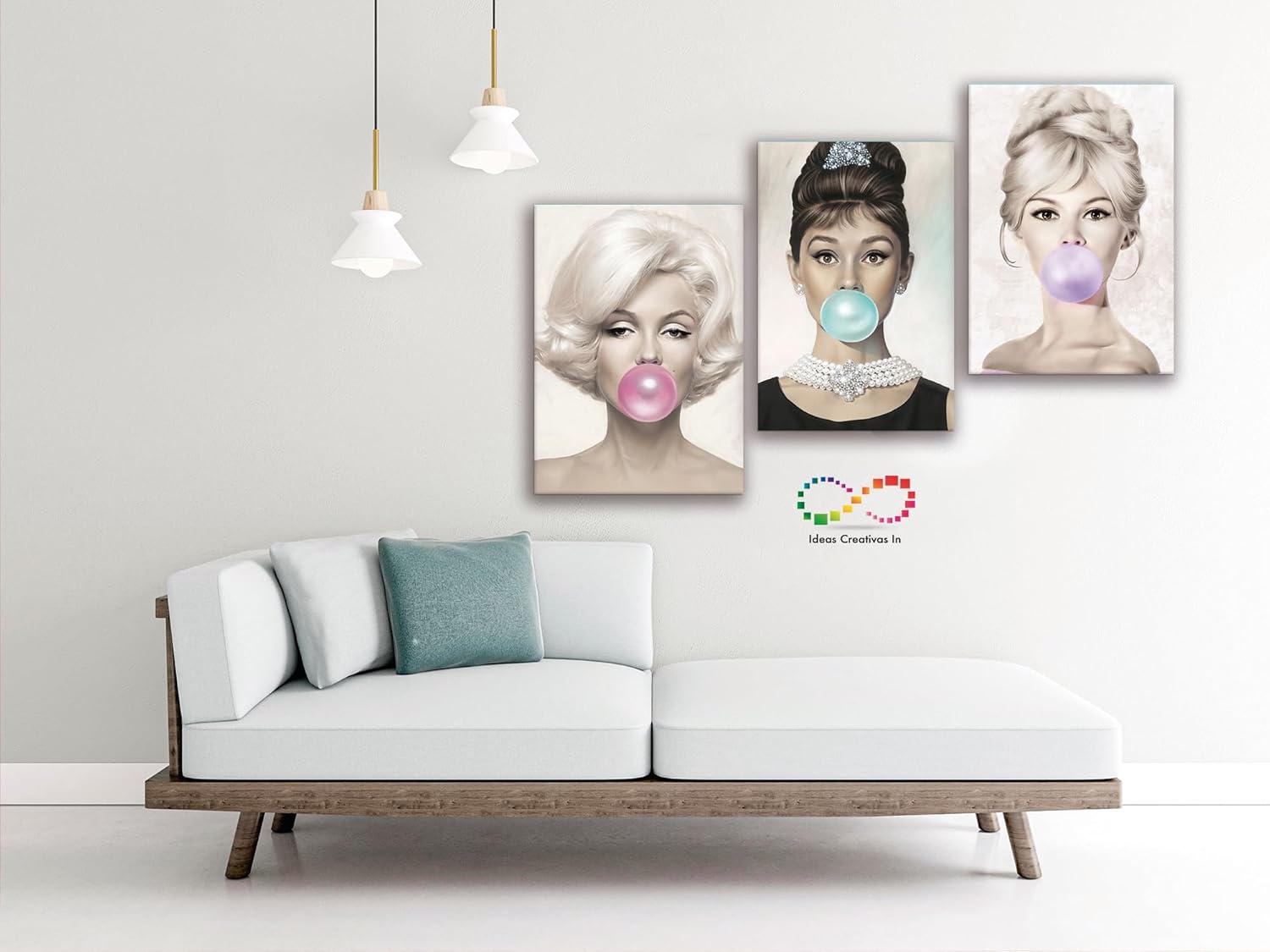 Set de 3 Cuadros Decorativos Para Sala Recamara Oficina Marilyn Monroe y Audrey Hepburn y brigitte bardot… Calidad Premium Ideas creativas In - Imagen 5