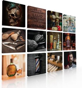 Ideas Creativas in-Set de 12 Cuadros Decorativos en Tela Canvas Para Barberias-Modernos-Barba...