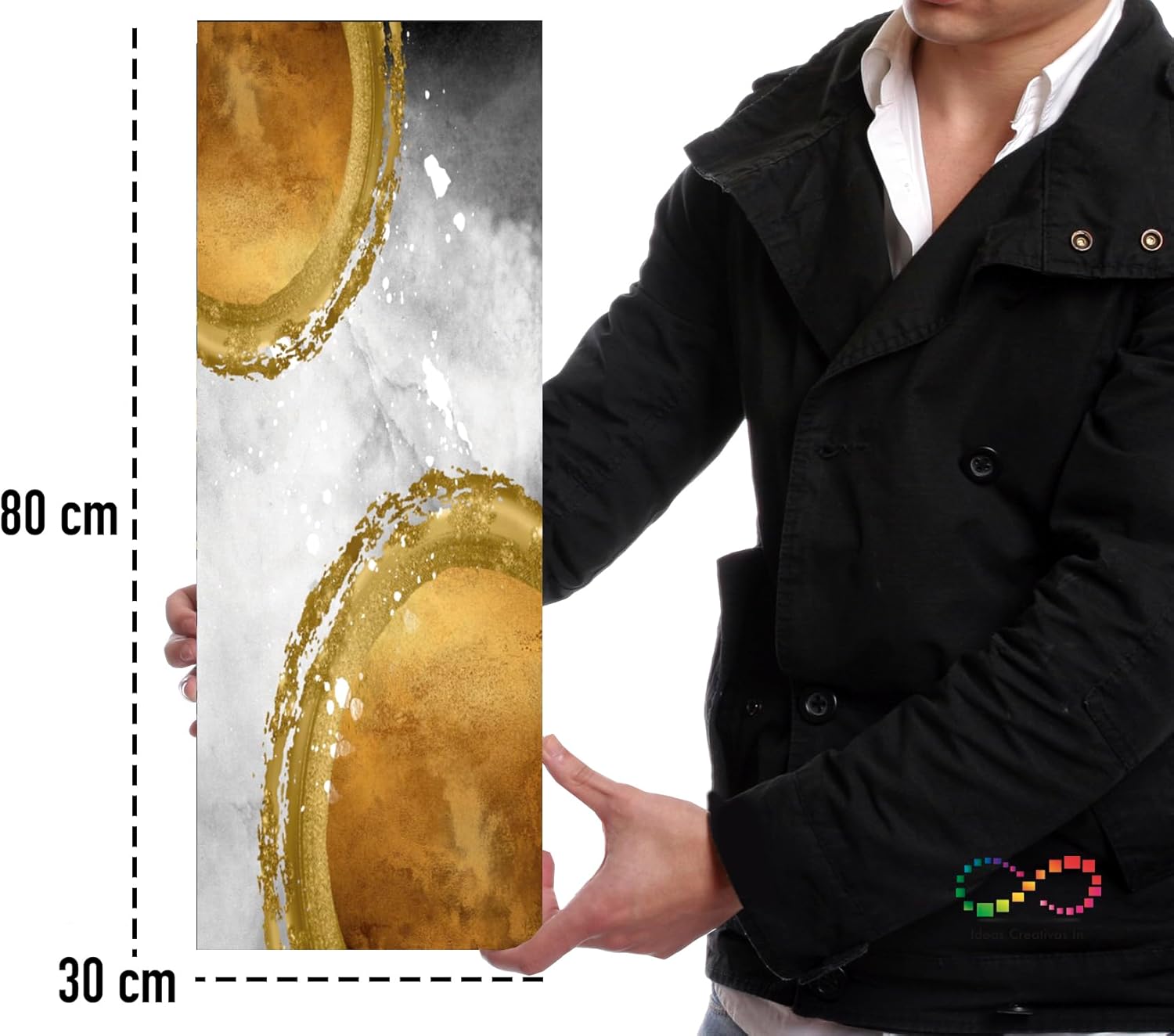 Ideas Creativas In Set de 3 Cuadros Decorativos Canvas Lienzo Impresión Arte Abstracto Negro Gris Con Textura Oro Polioleo Diferentes Tamaños Medidas Disponibles Decoración Para Interiores Cuadros Minimalistas Modernos Cuadro Para Sala Comedor Recámara Oficina Cocina Calidad Premium - Imagen 7