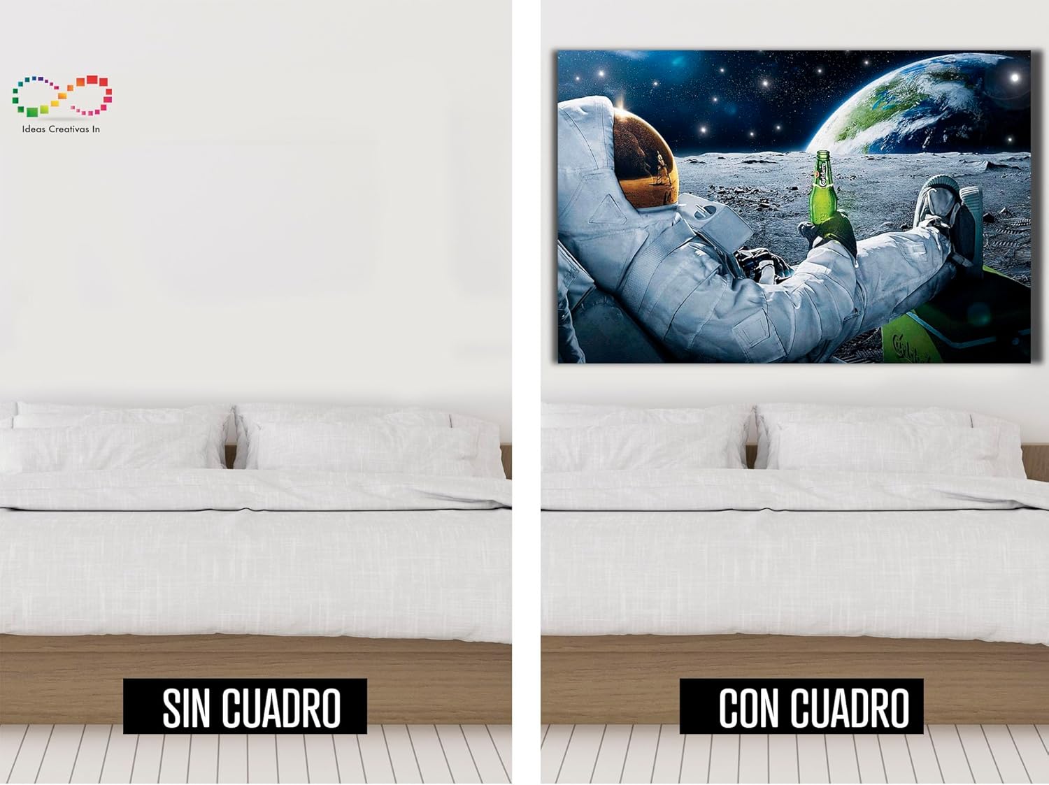 Cuadro Decorativo Moderno Para Recámara Astronauta con Cerveza Personalizable-Canvas-Decoracion -Ideas Creativas In 120 x 80 cm - Imagen 8