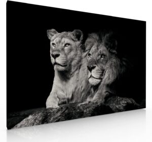 Ideas Creativas in-Cuadro decorativo moderno para sala recamara o comedor pareja leon-Blanco y...