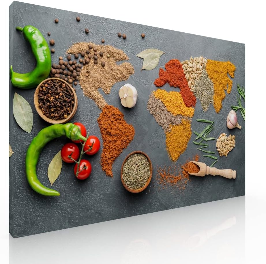Ideas Creativas In-Cuadro Decorativo Sublimado en Tela Especias Para Cocinar-Decoracion para Cocina Restaurante Comedor-120 x 80 cm