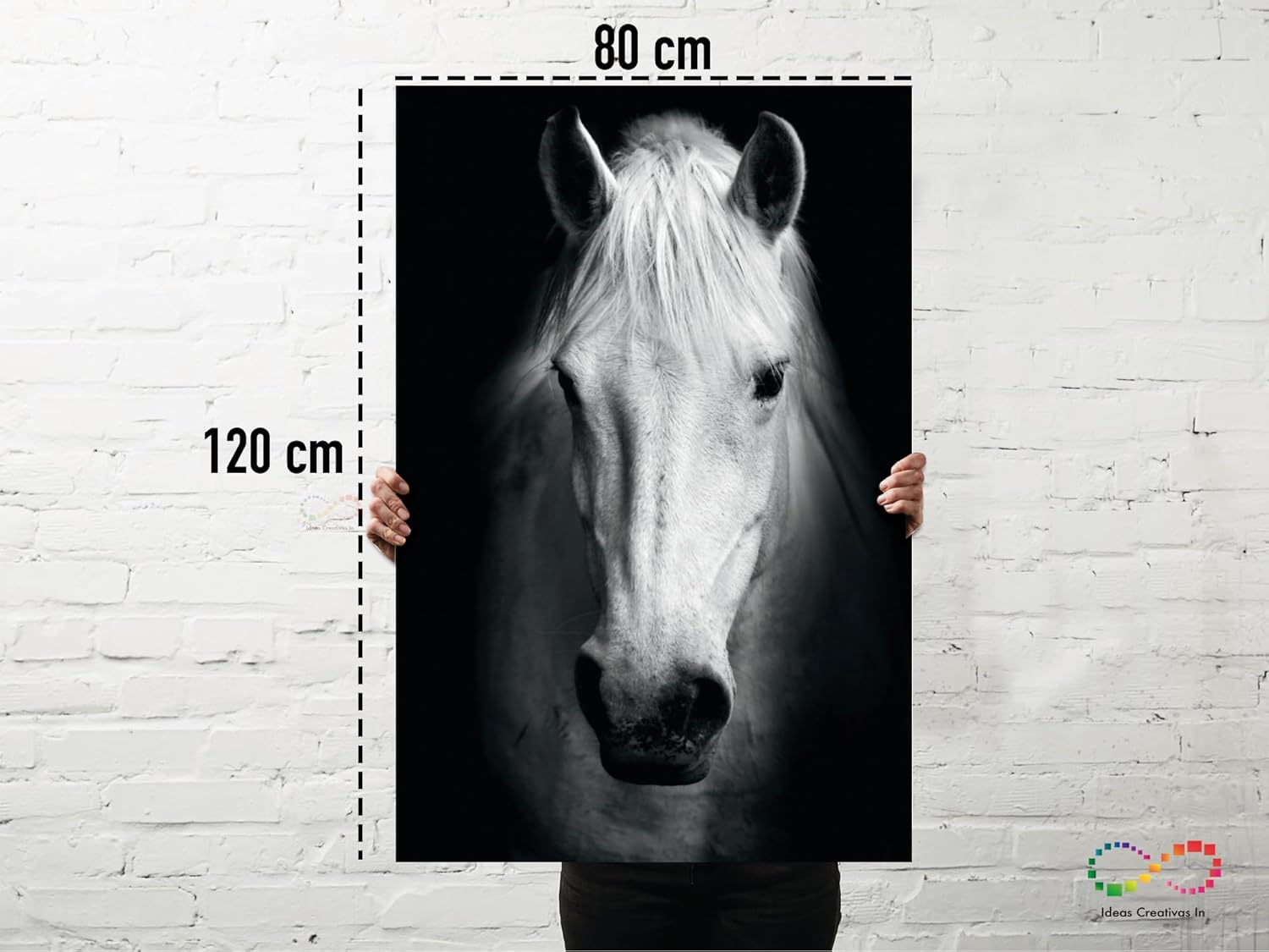 Cuadro Decorativo Moderno Para Sala Recamara o Comedor Caballo Blanco-Decoracion Sala-Canvas- Blanco y Negro Ideas Creativas In- 120 x 80 cm - Imagen 6