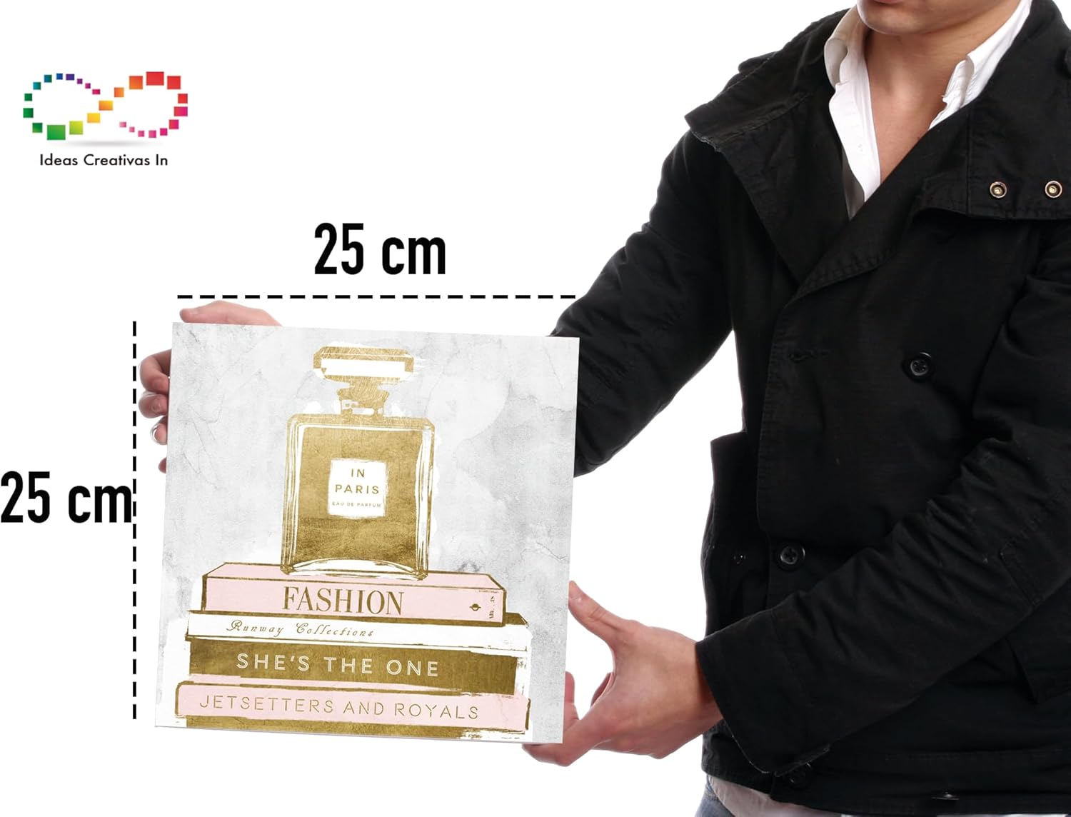 Ideas Creativas In-Set de 12 Cuadros Decorativos Para Recamaras- Love Fashion Tonos Dorados-Tela Canvas - Imagen 6