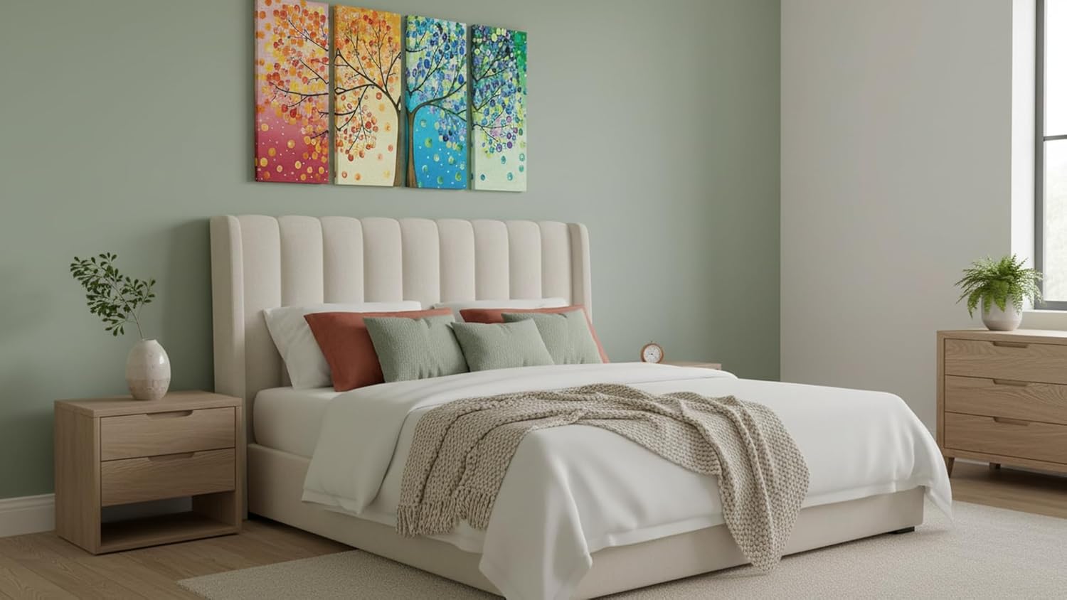 Ideas Creativas In-Set de 4 Cuadros Decorativos Modernos Arbol De La Vida 4 Estaciones, Decoracion Sala Comedor Recamara Oficina-Canvas- 130 cm x 80 cm - Imagen 7