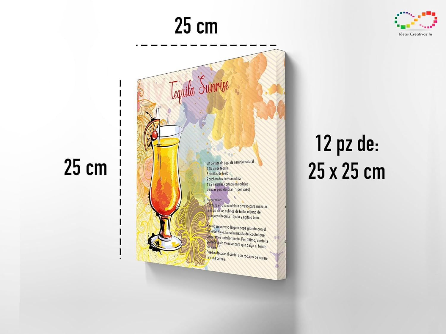 Ideas Creativas In Set de 12 Cuadro Decorativos Para Bar Los Mejores Cocteles-Recetas-Cantinas-Canvas - Imagen 4