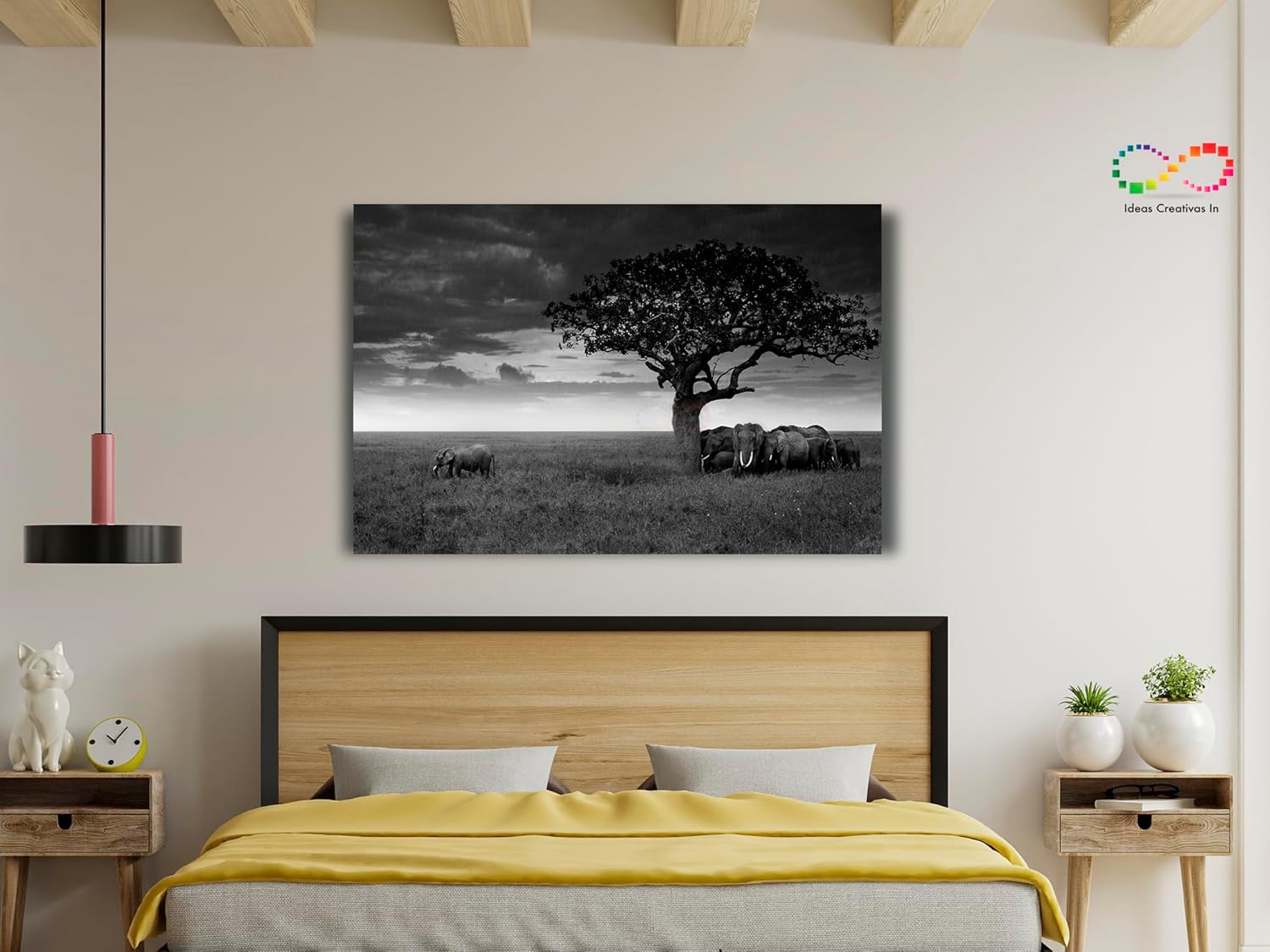 Ideas Creativas In - Elefantes En La Lluvia - Canvas Moderno - Elefantes Blanco Y Negro - Paisaje - Decorativo Para Sala O Recamara - Imagen 4