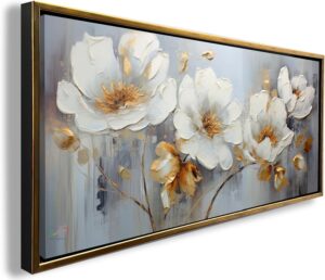 Ideas Creativas In Cuadro Decorativo Canvas Lienzo con Marco, Flores Magnolias Blancas con Textura...
