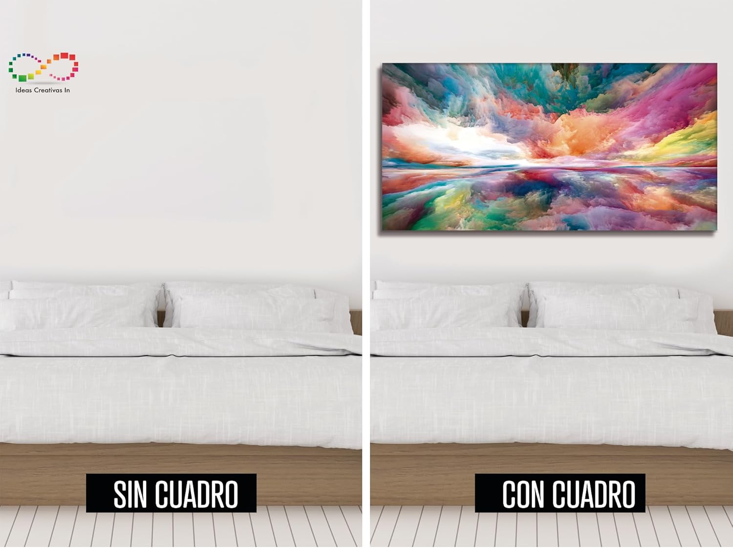 Ideas Creativas in-Cuadro Decorativo Abstracto Sublimado en Tela -Nubes de Color Arcoiris-Decoracion Para Salas Recamaras Comedor-Cuadro Moderno-140 x 70 cm - Imagen 7