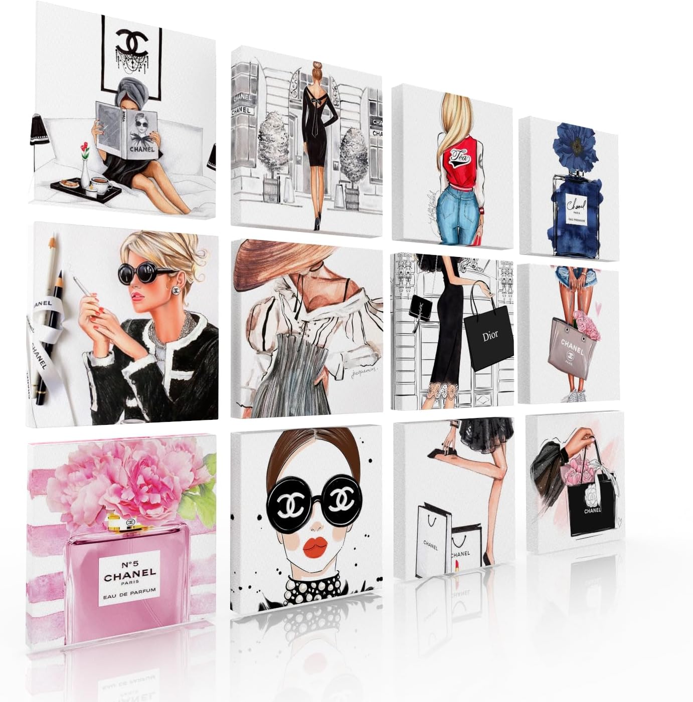 Ideas Creativas In-Set De 12 Cuadros Decorativos Para Recamara Moda Fashion-Sexy-Woman-Estilo