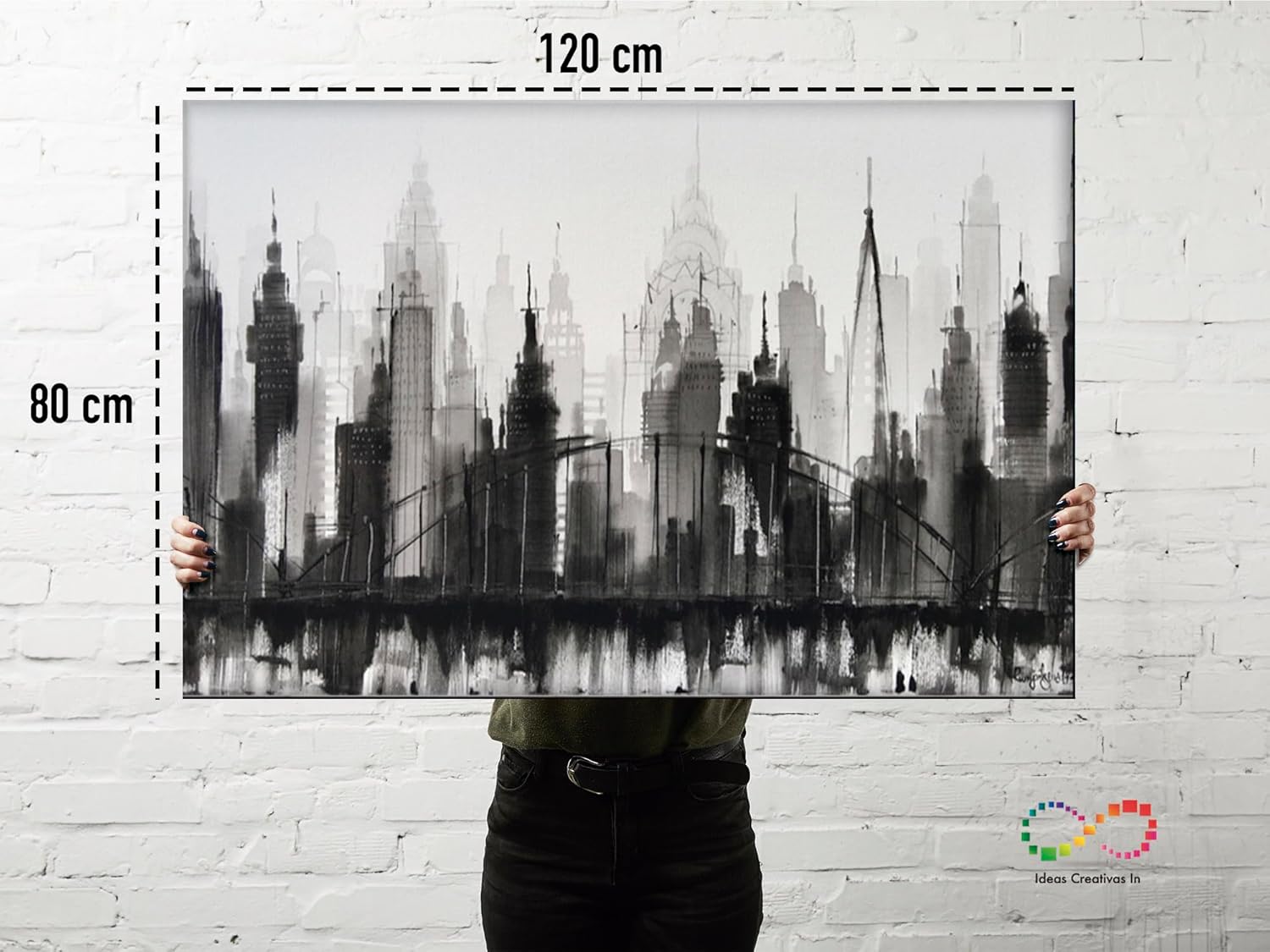 Ideas creativas In-Cuadro Decorativo Canvas Para Oficina Dormitorio Sala Estudio Ciudad Edificios Lienzo Blanco y Negro- Arquitectura- Textura Oleo- 120 x 80 - Imagen 6