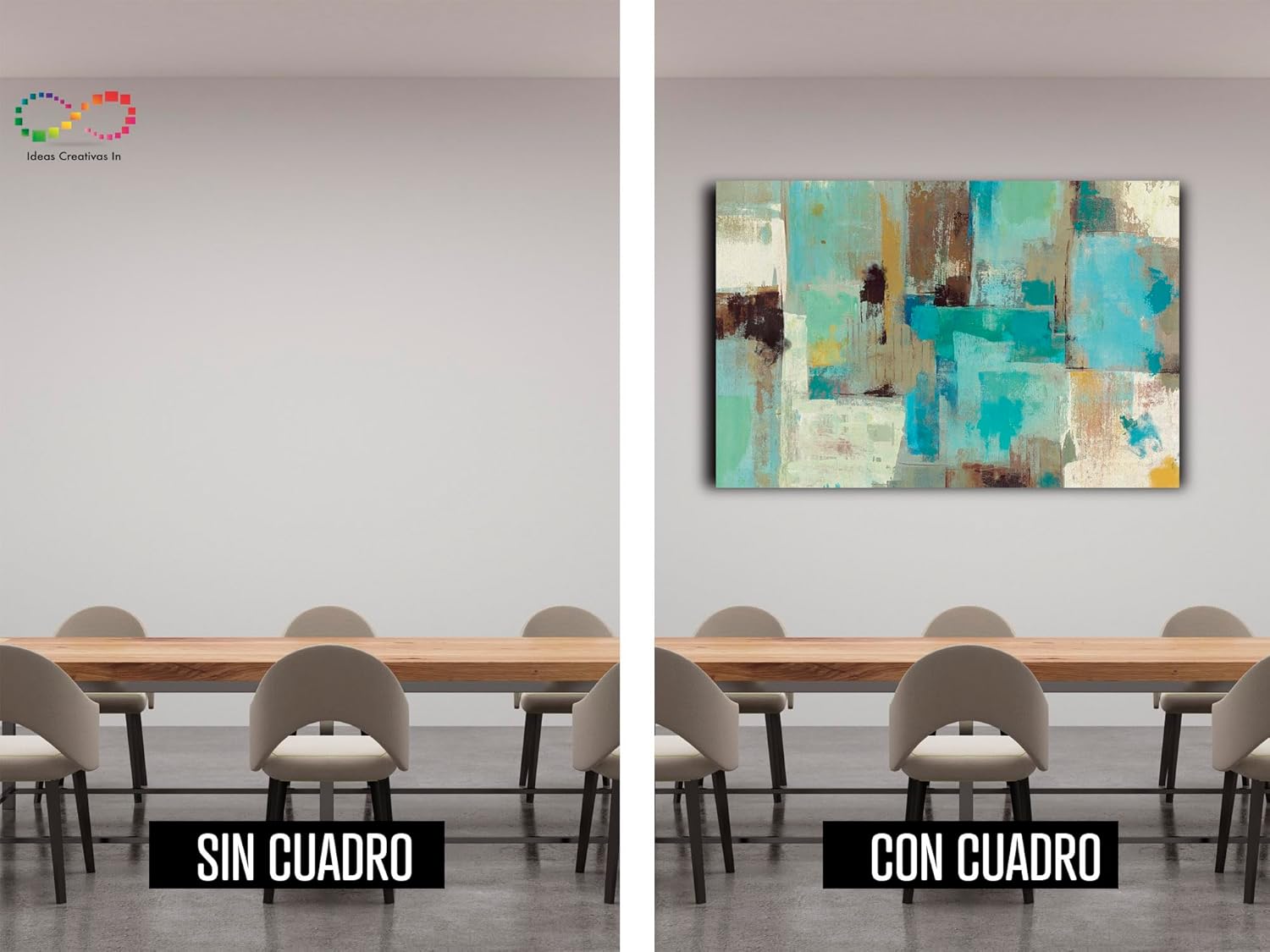 Ideas Creativas In-Cuadro Decorativo Abstracto Para Sala Comedor Mosaicos tonos turquesa- Canvas-!20 x 80 cm - Imagen 6