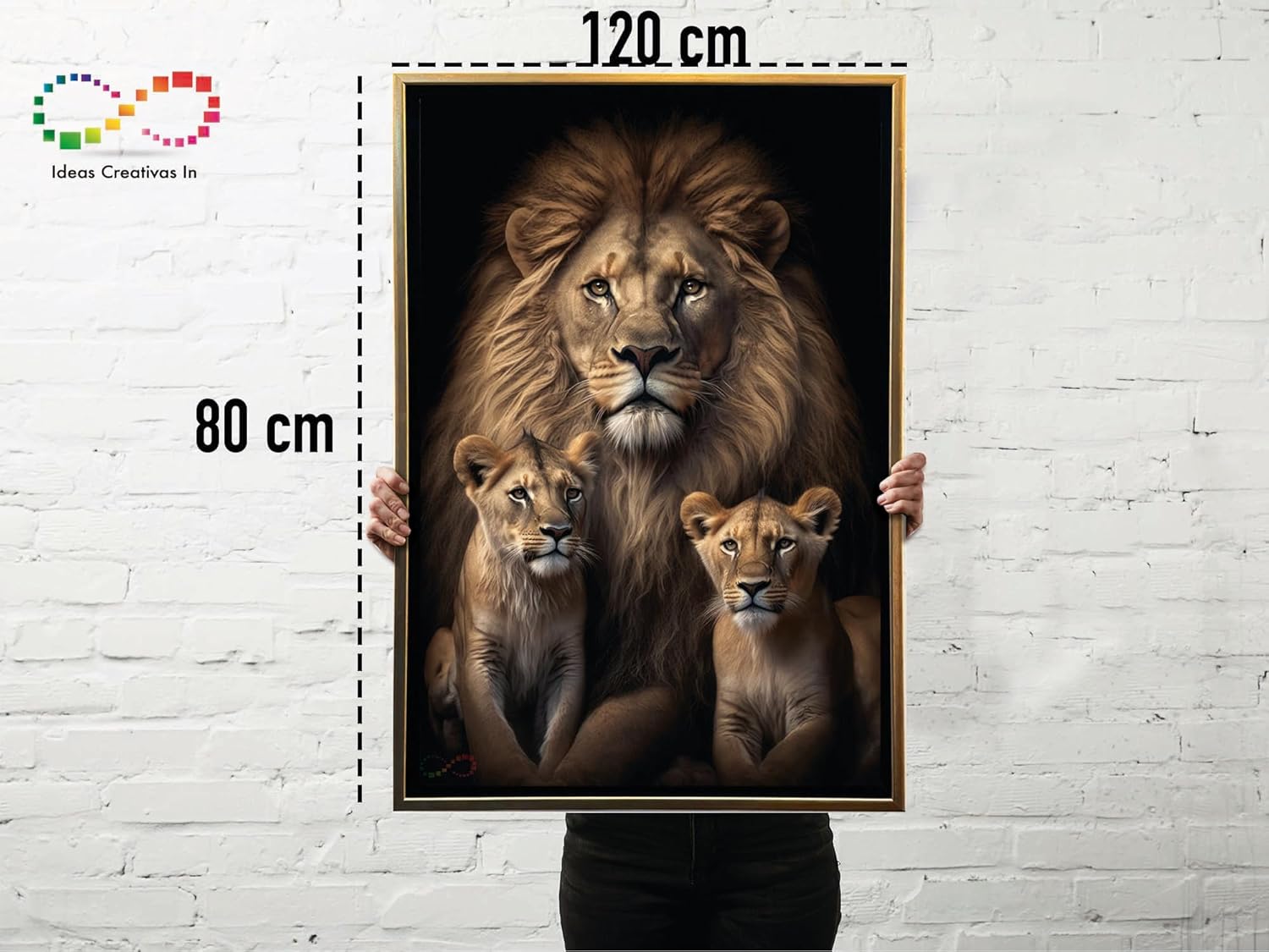 Ideas creativas In-Cuadro Decorativo Moderno Con Marco Oro Para Sala Recamara Oficina o Comedor Rey Leon y Cachorros-Decoracion Vertical-80 x 120 cm - Imagen 8