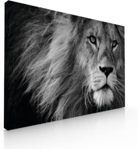 Ideas Creativas In-Cuadro decorativo moderno para sala recamara o comedor cara Leon-Blanco y...