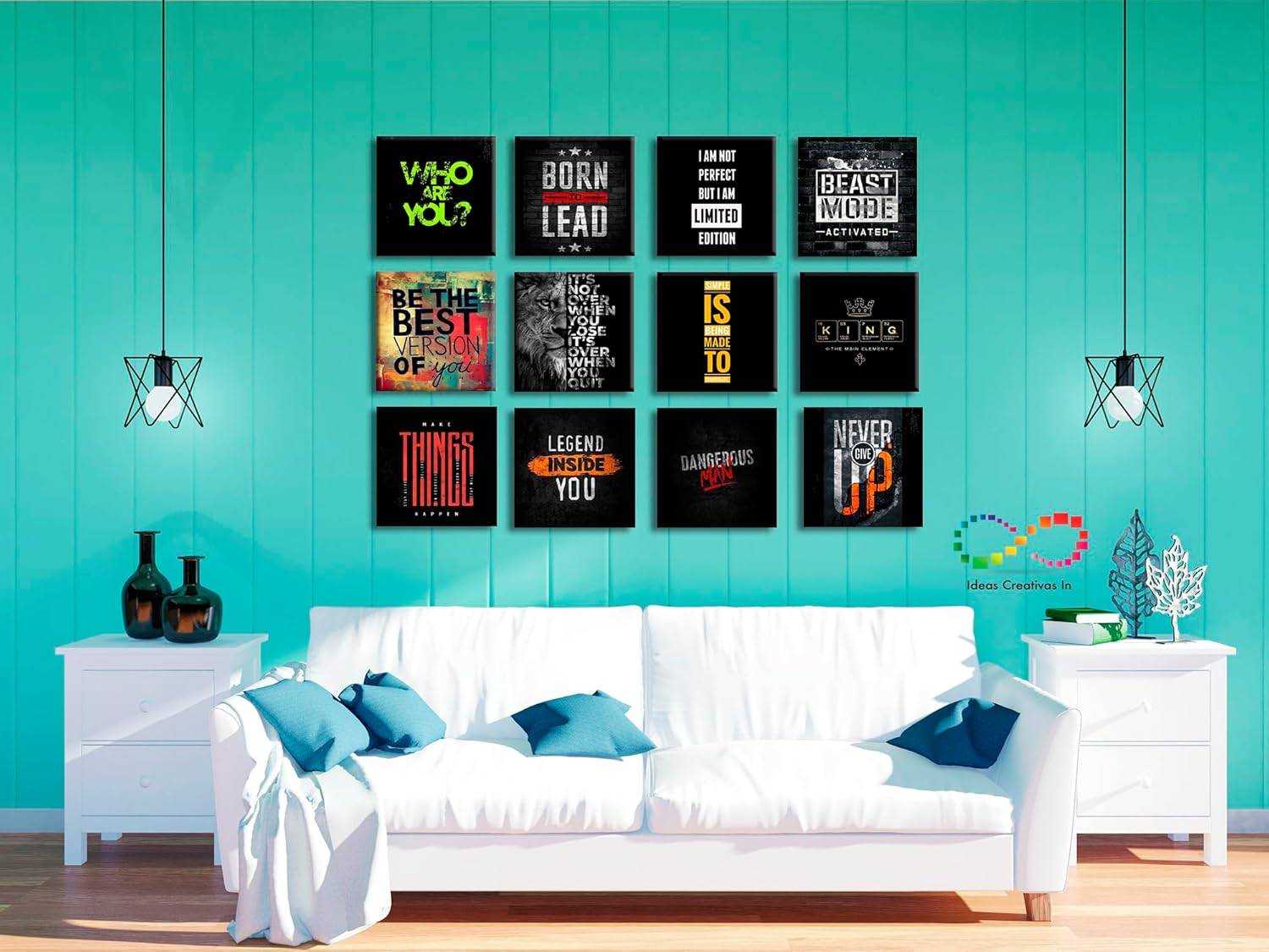 Set de 12 Cuadros Decorativos Frases Poderosas Y Motivadoras Para Hombres - Imagen 4