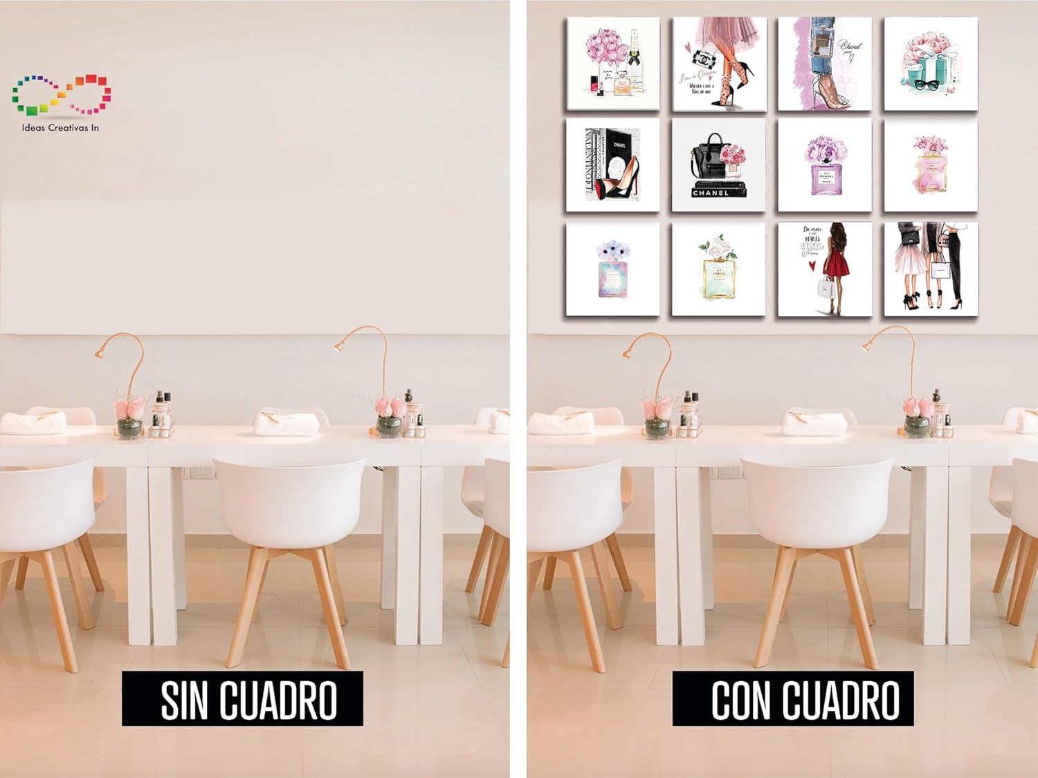 Ideas Creativas in-Set de 12 Cuadros Decorativos Para Recamara Fashion- Decoracion Moderna- Canvas-Tipo Galeria - Imagen 6