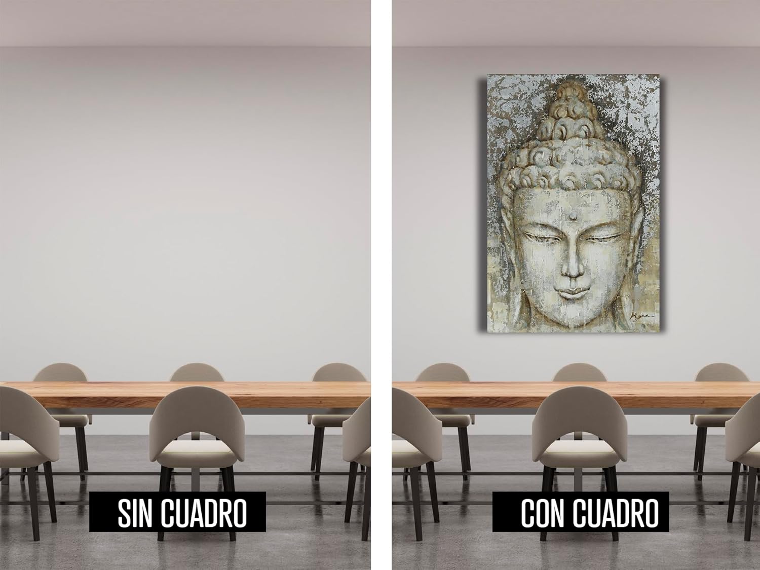 Ideas Creativas In-Cuadro Decorativo Canvas Para Sala Recamara o comedor Rosto Buda Piedra-Canvas-80 x 120 cm - Imagen 4