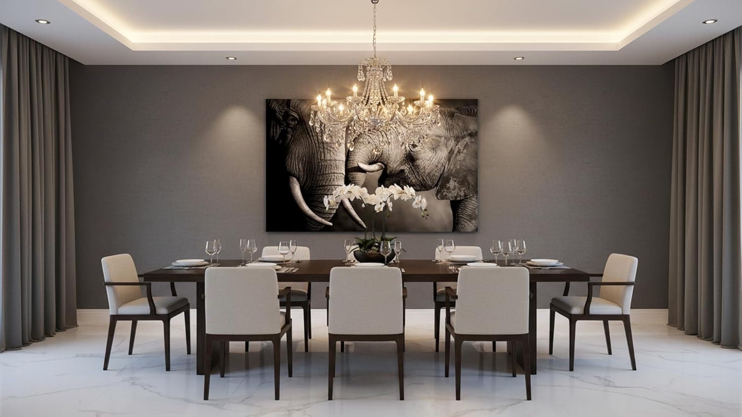 Ideas Creativas In-Cuadro Decorativo Sublimado Para Sala Recamara o Comedor Familia Elefantes Grande- Cuadro Moderno-Blanco y Negro-Blanco y Negro-150 x 100 cm - Imagen 4