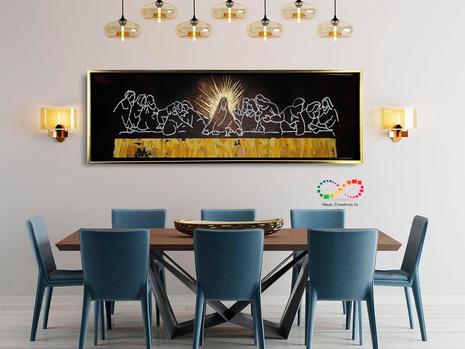 Ideas creativas In- Cuadro Decorativo Moderno Sublimado Para Comedor Cocina Ultima Cena Sagrada Con Marco Flotante Calidad Premium Panoramico -150 x 50 cm - Imagen 5