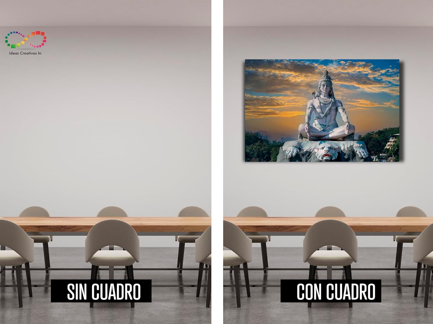Ideas Creativas In-Cuadro Decorativo Para Sala Recamara o Comedor Canvas Dios HindĂș Shiva-120 x 80 cm - Imagen 5