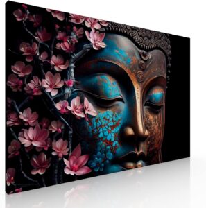 Ideas Creativas In-Cuadro Decorativo Moderno Para Sala o Recamara -Rostro Buda Con Flores Rosas_...