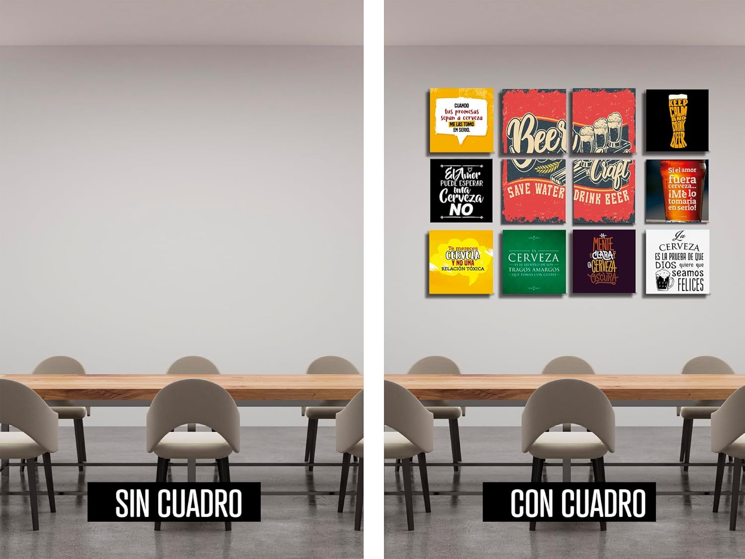 Ideas Creativas in Set de 12 Cuadros Decorativos Para Bar o Cantina Frases de Cerveza-Canvas - Imagen 5