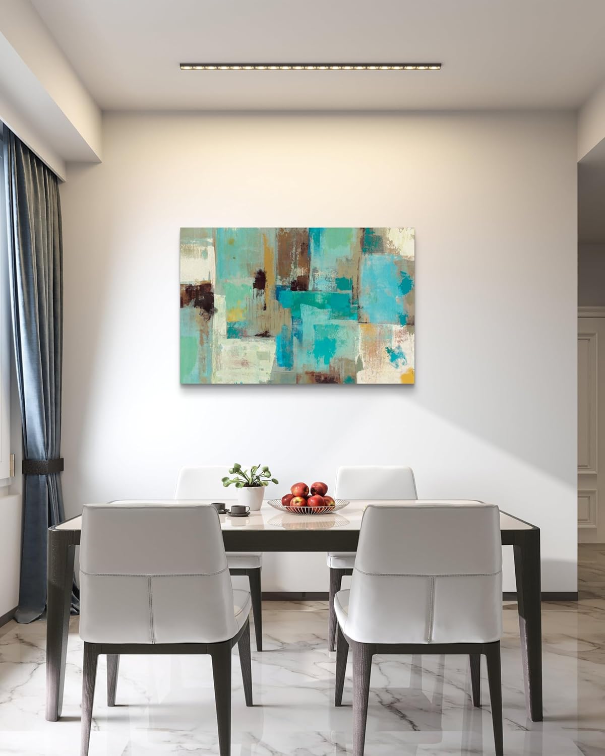 Ideas Creativas In-Cuadro Decorativo Abstracto Para Sala Comedor Mosaicos tonos turquesa- Canvas-!20 x 80 cm - Imagen 4