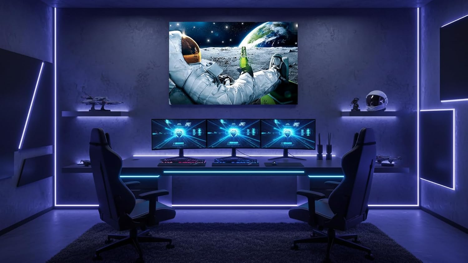 Cuadro Decorativo Moderno Para Recámara Astronauta con Cerveza Personalizable-Canvas-Decoracion -Ideas Creativas In 120 x 80 cm - Imagen 2