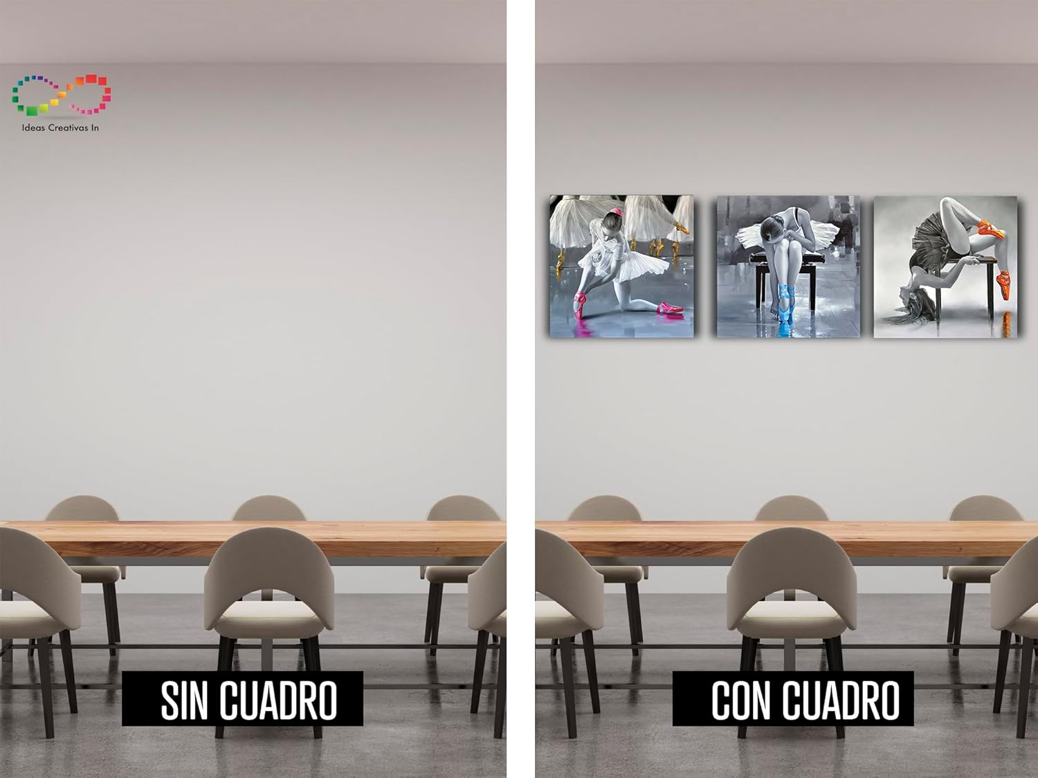 Ideas Creativas in-Set de 3 Cuadros Decorativos Para Recamara de Niña Bailarinas Ballet- sublimacion- 150 x 50 cm - Imagen 8