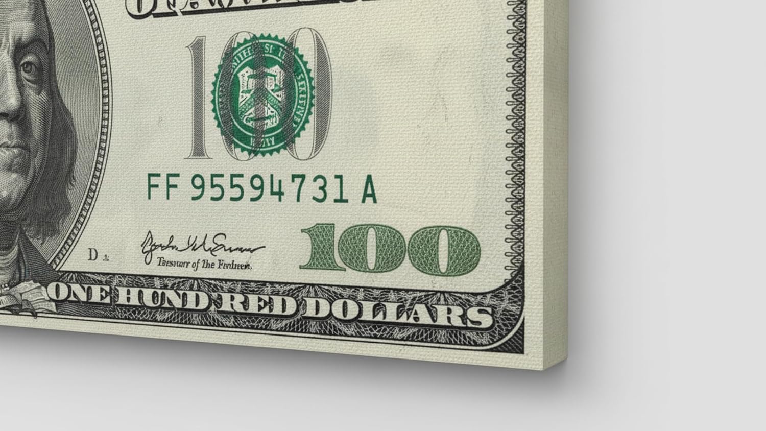 Cuadro Decorativo Sublimado en Tela Billete Verde - Imagen 4
