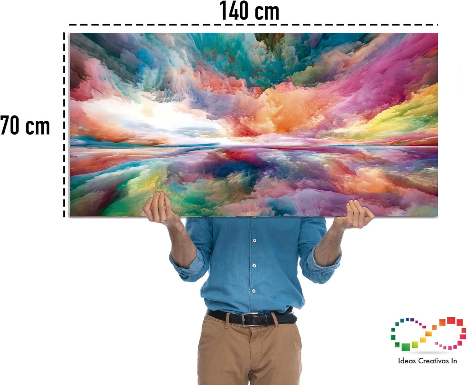 Ideas Creativas in-Cuadro Decorativo Abstracto Sublimado en Tela -Nubes de Color Arcoiris-Decoracion Para Salas Recamaras Comedor-Cuadro Moderno-140 x 70 cm - Imagen 6