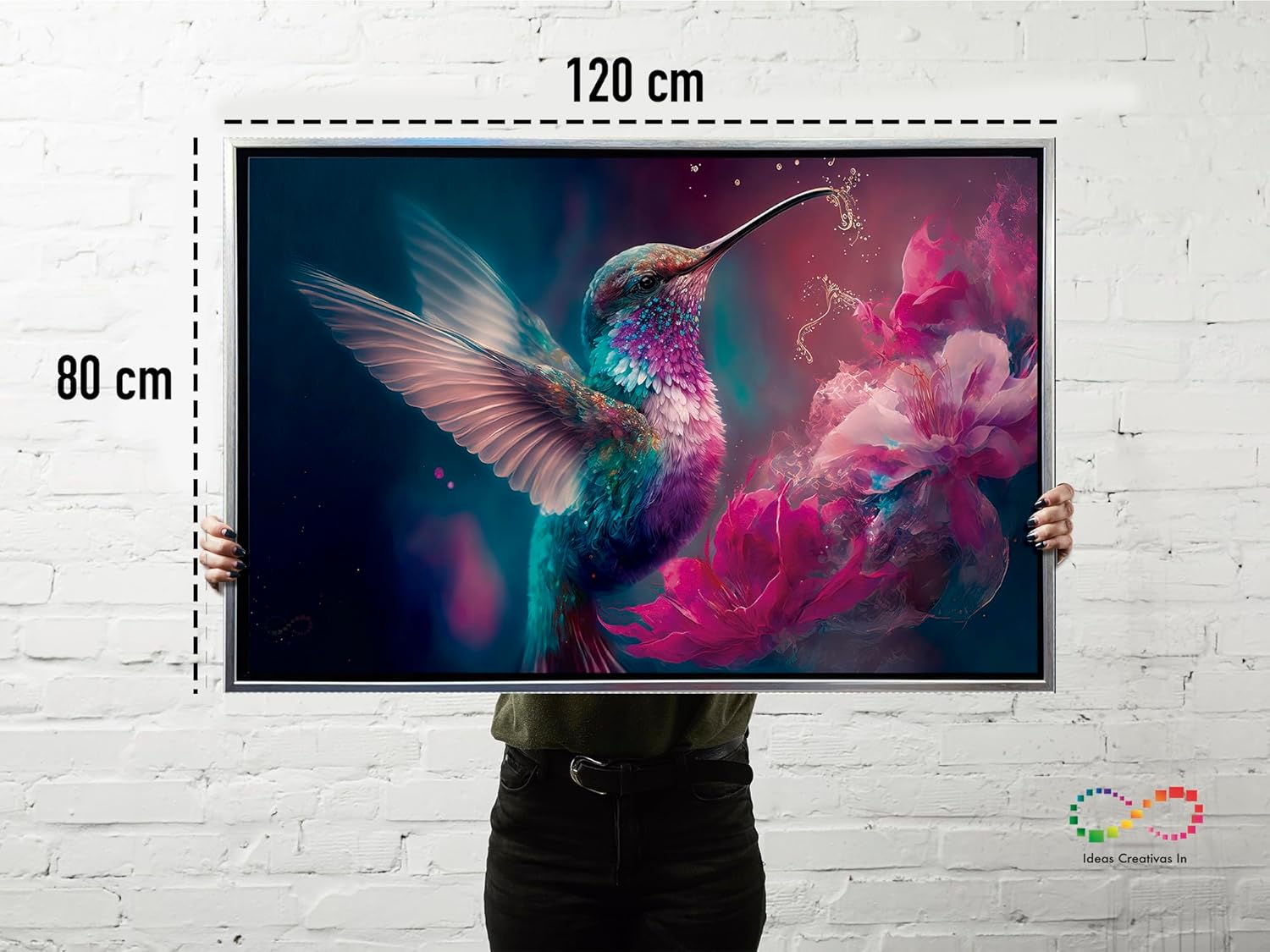 Ideas Creativas In-Cuadro Decorativo Moderno Con Marco Flotante Colibri Magico Volando Flores- Tipo Galeria-120 cm x 80 cm (plata) (copia) - Imagen 8