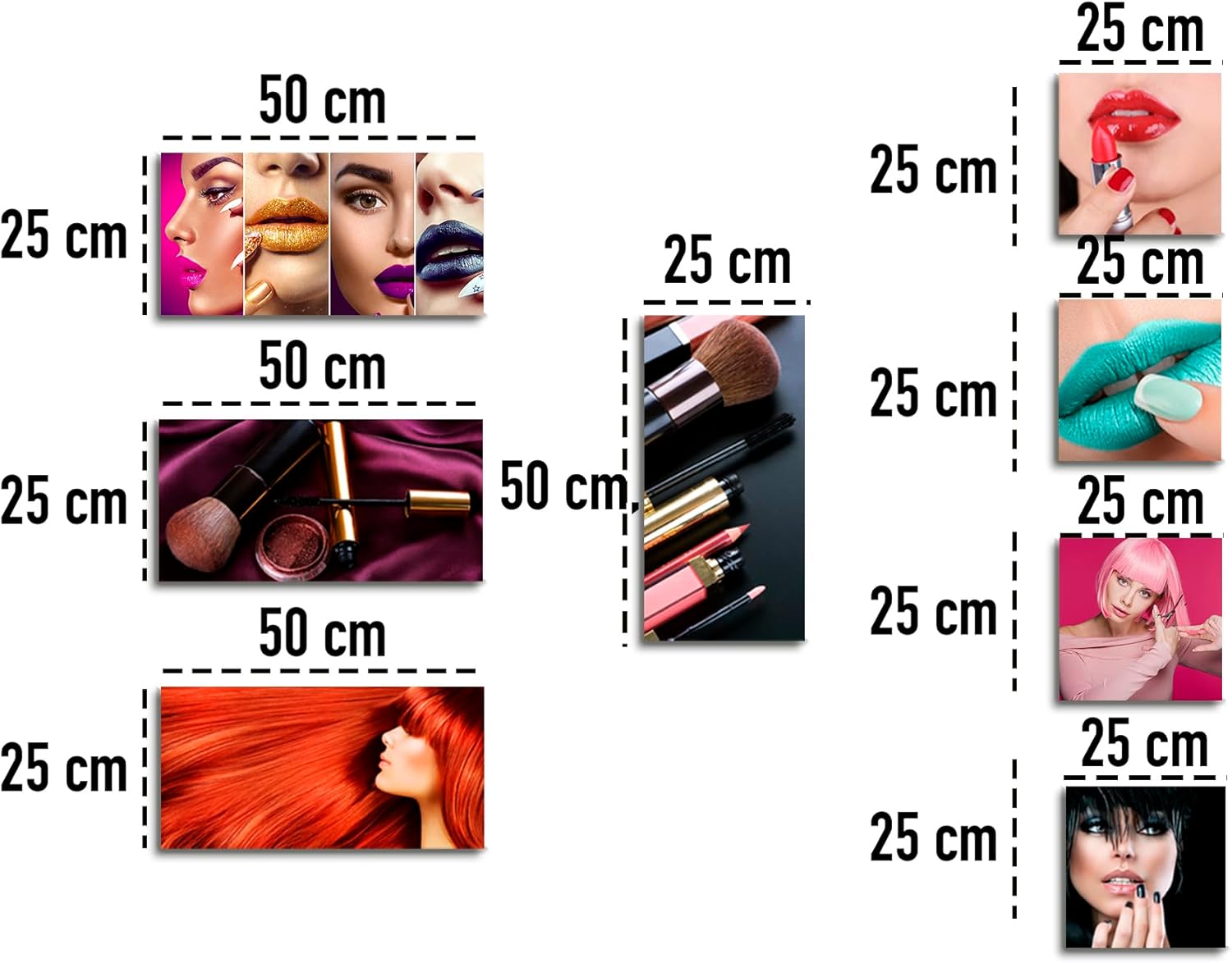 Ideas creativas In- Set de 8 Cuadro Decorativos Para Estetica o Spa Salon de Belleza Maquillaje-Decoracion Moderna-Canvas - Imagen 4